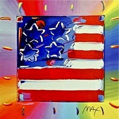 Flag with Heart III, Peter Max - SIGNED
