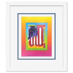 Gerahmte Lithographie „Flag with Heart on Blends III“ in limitierter Auflage