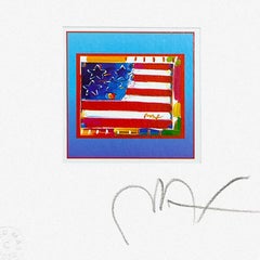 "Flag with Heart on Blue" Framed Limited Edition Lithograph