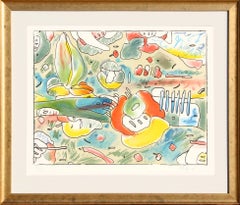 Abstrakte Blumenblume, Lithographie von Peter Max