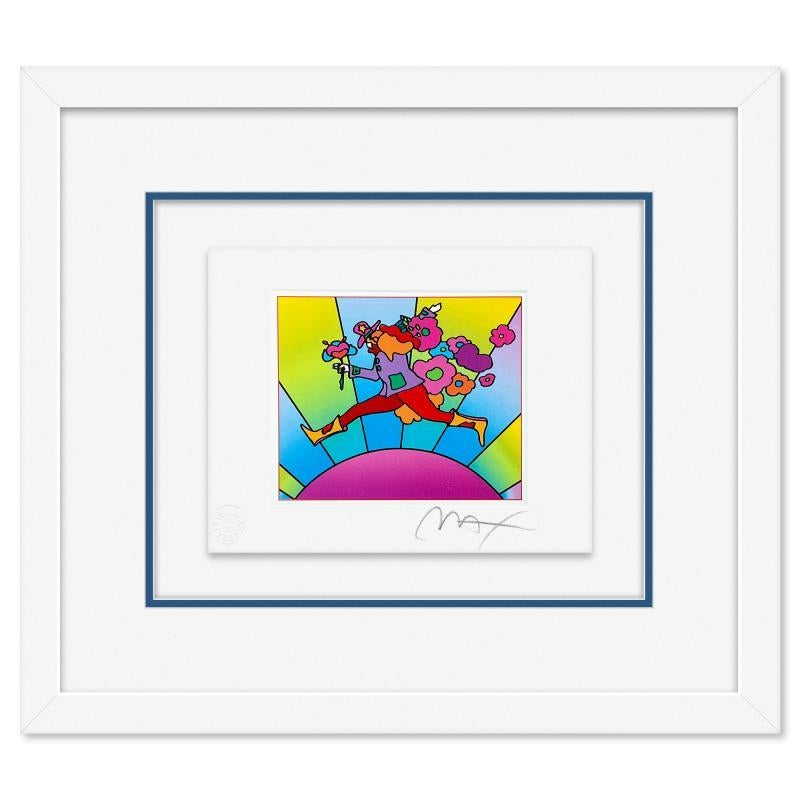 Peter Max Print - "Flower Jumper Over Sunrise on Blends I" Framed Limited Edition Lithograph