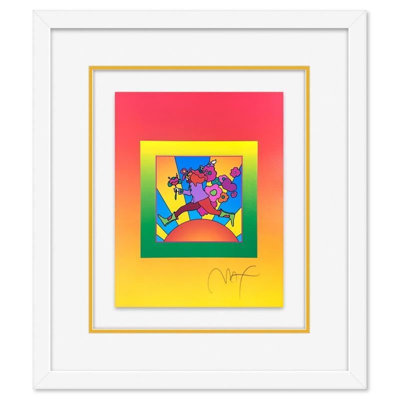 Peter Max Print - "Flower Jumper Over Sunrise on Blends II" Framed Limited Edition Lithograph