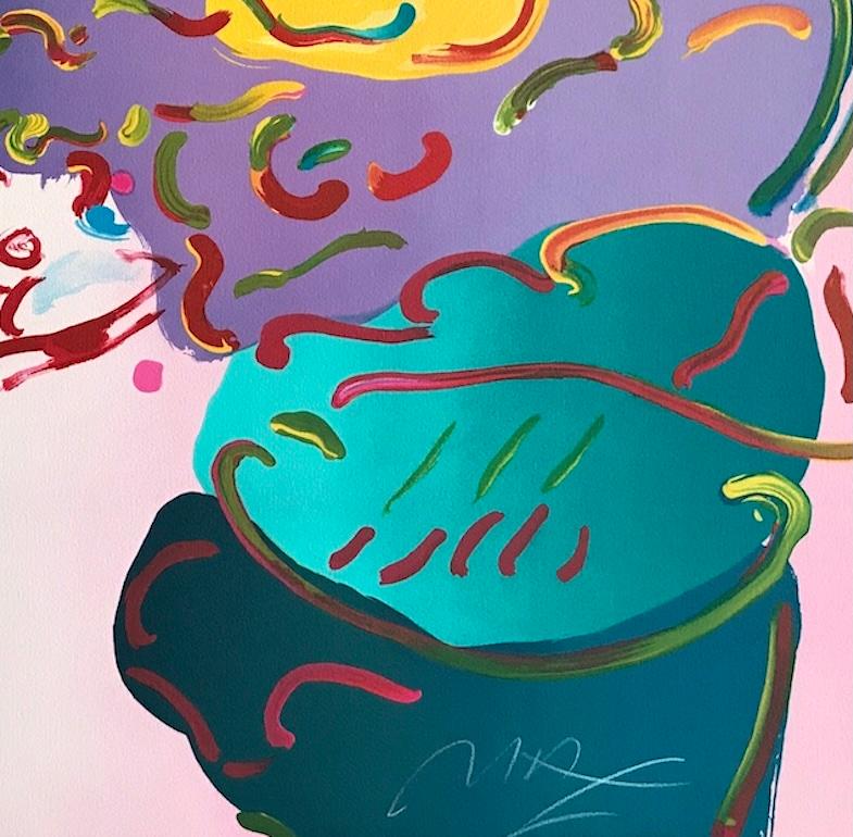 ESPECTRO FLORAL II Litografía firmada, Retrato femenino contemporáneo, rosa, verde en venta 3