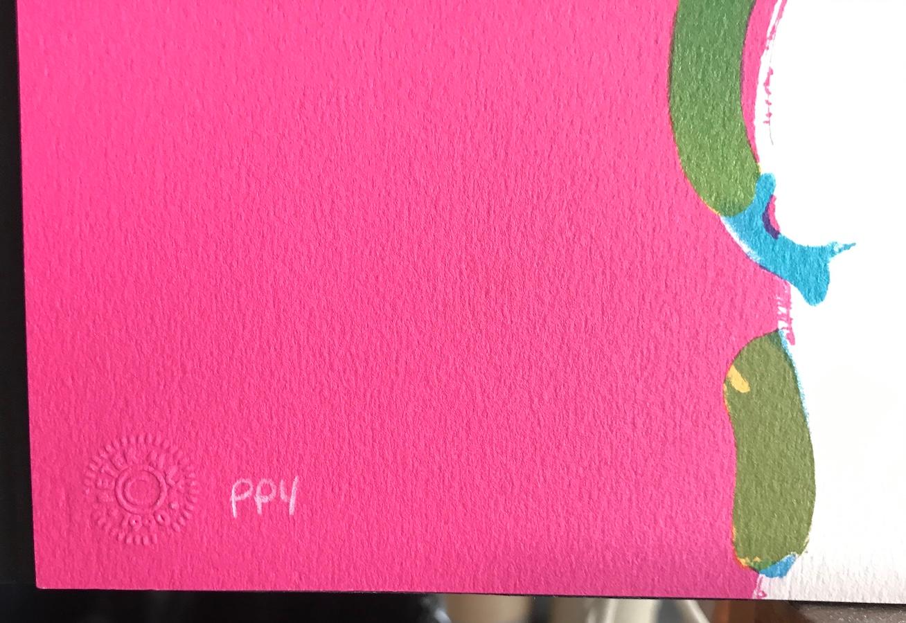 ESPECTRO FLORAL II Litografía firmada, Retrato femenino contemporáneo, rosa, verde en venta 2