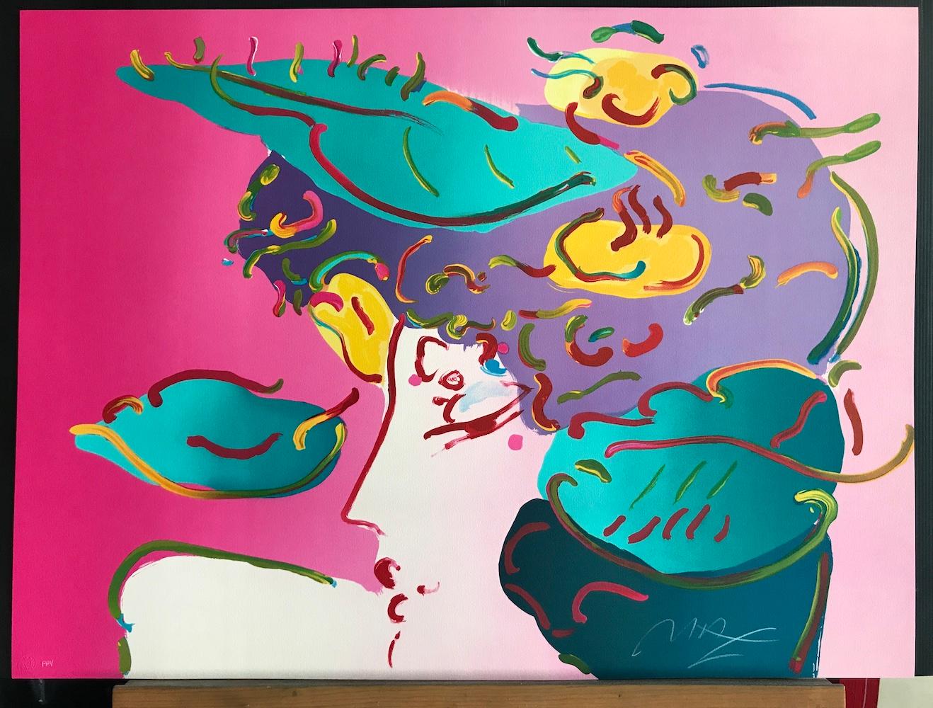ESPECTRO FLORAL II Litografía firmada, Retrato femenino contemporáneo, rosa, verde en venta 4