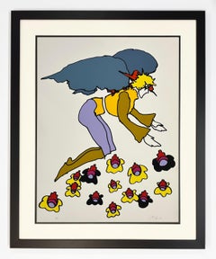 Peter Max Contemporary Color Screen Print, 1976, Signed, Flowering Angel