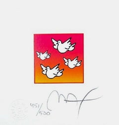 Flying Doves, Limited Edition Litho (Mini 4.875" x 4.5"), Peter Max SIGNED