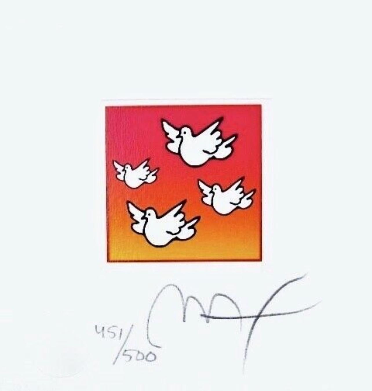 Flying Doves, Limited Edition Litho (Mini 4.875" x 4.5"), Peter Max SIGNED