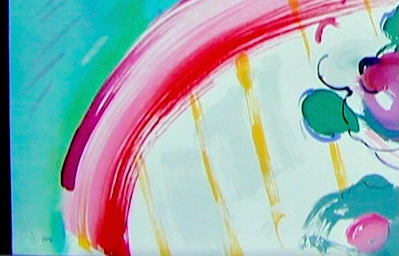 FRENCH ZERO'S GIRLFRIEND Signed Lithograph Woman in Green Hat Turquoise Red Pink - Pop Art Print by Peter Max