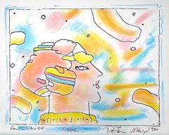 FROM ANOTHER PLANET Signed Lithograph, Pop Art Profile Portrait, Cosmic Head