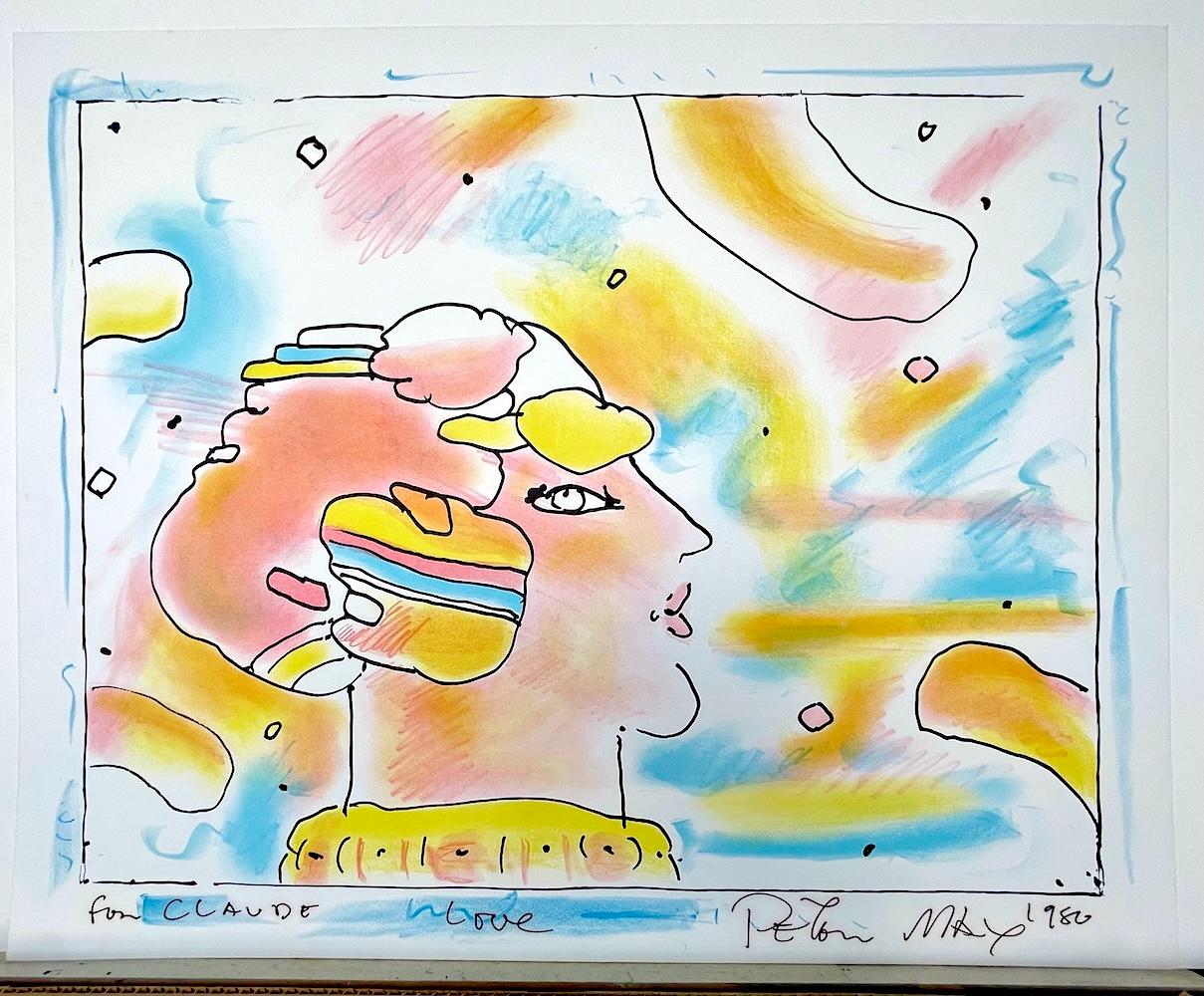 FROM ANOTHER PLANET Signed Lithograph, Profile Portrait, Cosmic Head Meditation For Sale 1