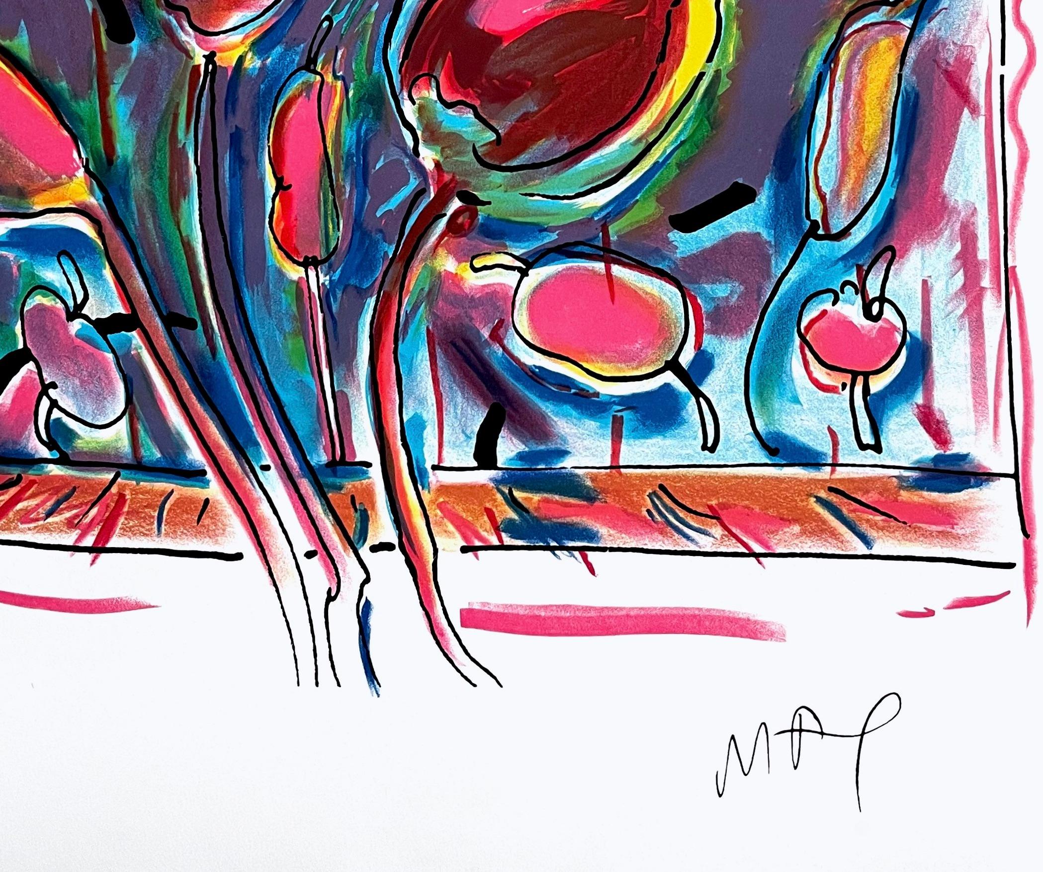 Artist: Peter Max (1937)
Title: Garden Flowers
Year: 1979
Edition: 350, plus proofs
Medium: Lithograph on Somerset paper
Size: 30 x 22 inches
Condition: Excellent
Inscription: Signed with the artist's plate-signed signature and numbered in