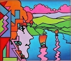 Retro Geometric Profile & Sailboats, Peter Max