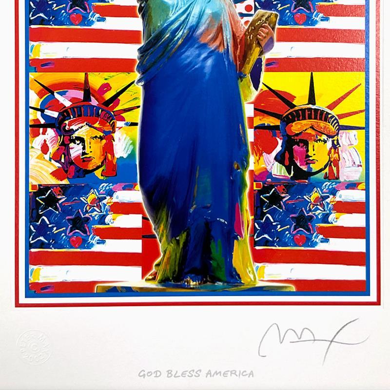 Gerahmte Lithographie „God Bless America - with Five Liberties“ in limitierter Auflage – Print von Peter Max