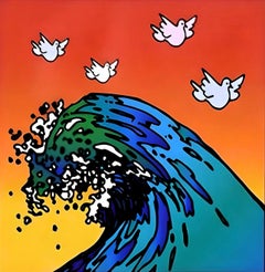 Grande vague avec colombes, Peter Max