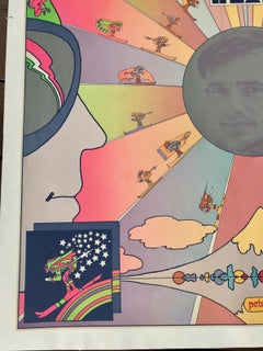 Head, Psychedelic Art Linen-Backed Poster by Peter Max