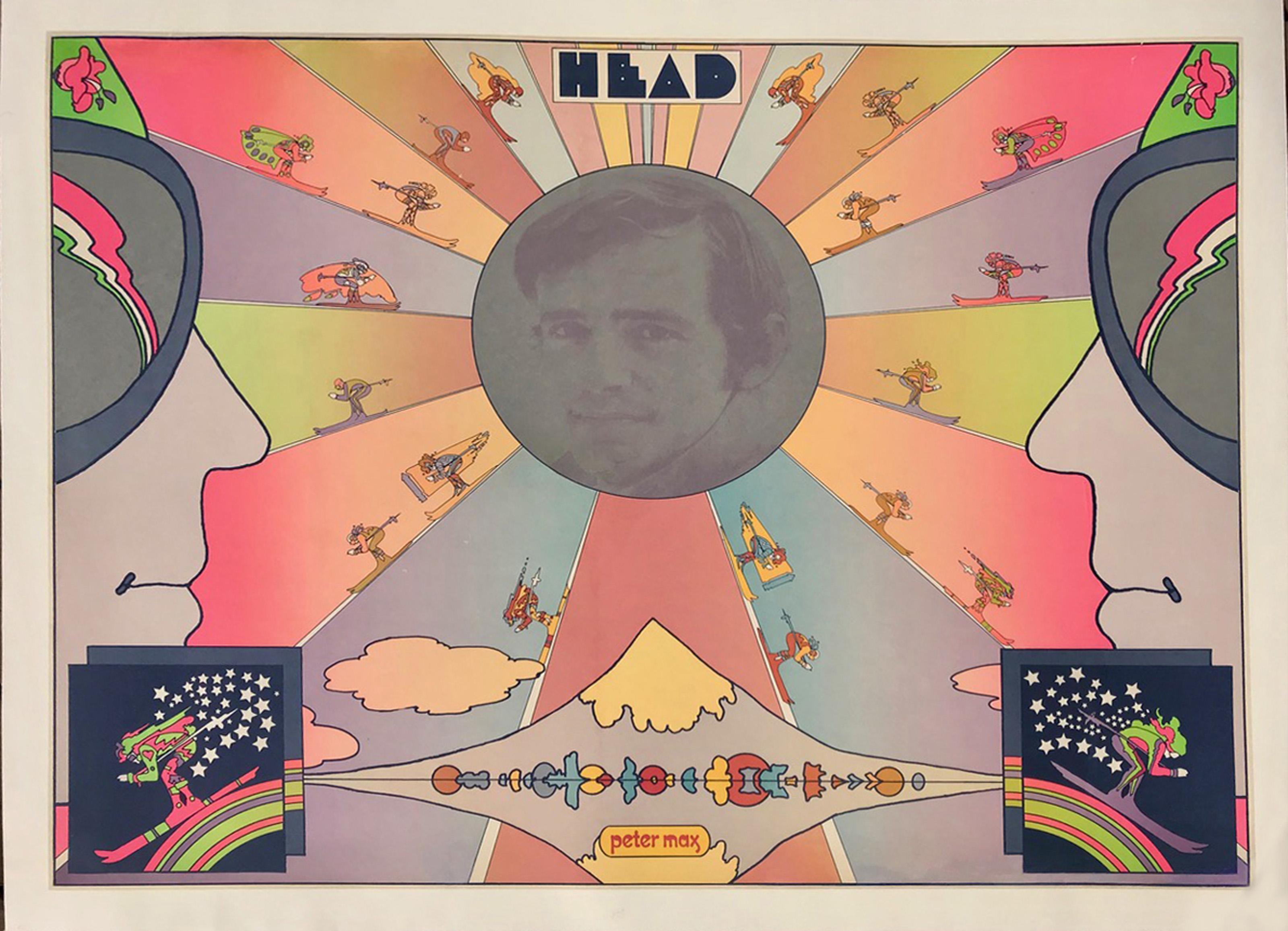 Peter Max, German/American (1937 - ) - Head, Year:  1969, Medium:  Linen Backed Poster, Size:  25 x 36 in. (63.5 x 91.44 cm)