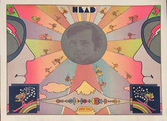 Head, Psychedelic Art Linen-Backed Poster by Peter Max