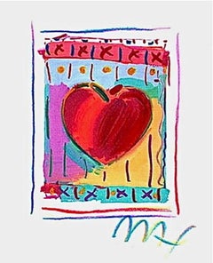Heart Series II Limited Edition Lithograph Mini 5" x 4" Peter Max SIGNED