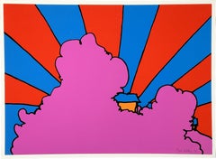 Retro House In the Clouds 1971 Signed Limited Edition Screen Print