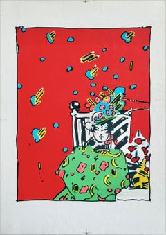 LADY IN GREEN Original Lithograph, Rare Proof, Seated Woman, Pop Art Portrait