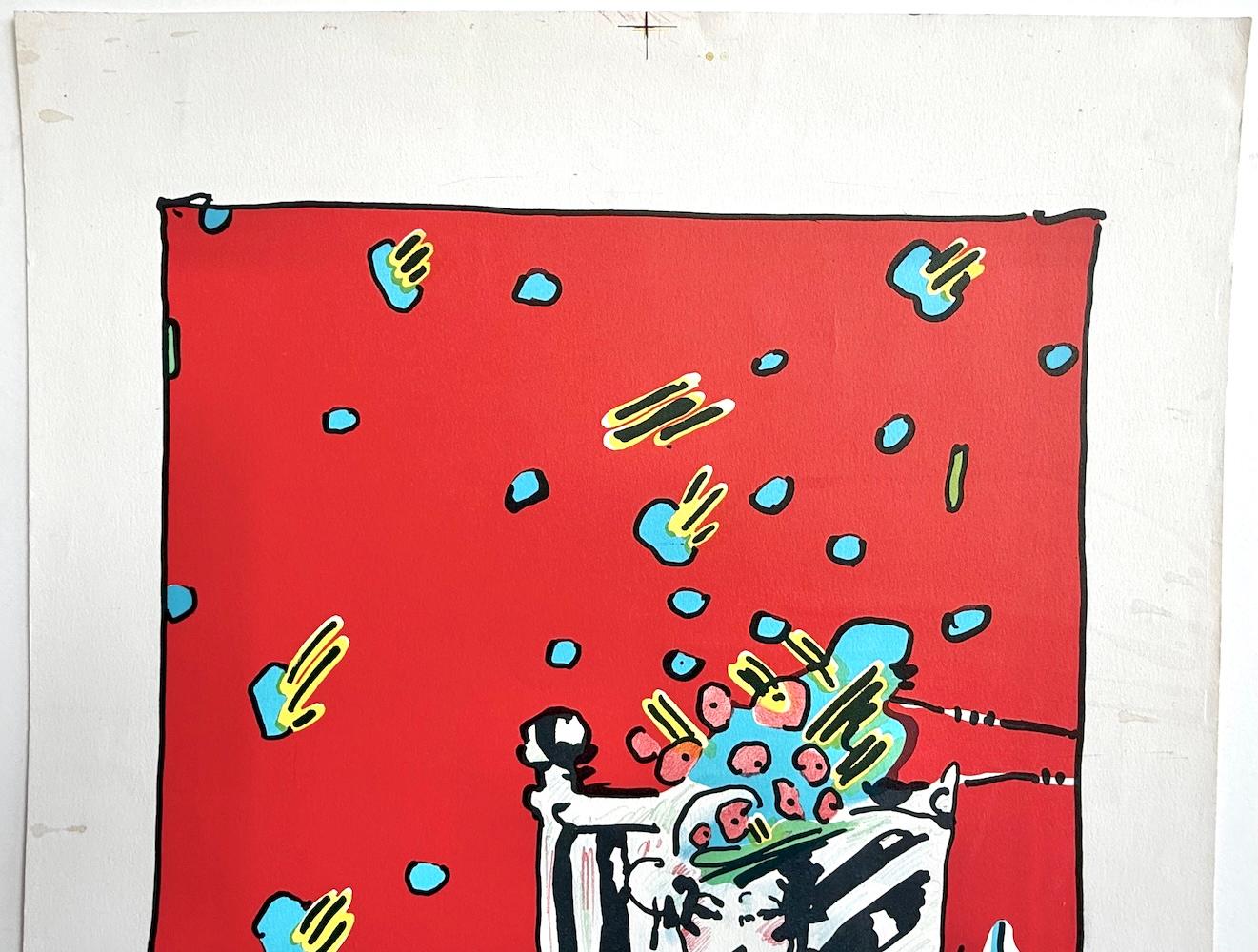 LADY IN GREEN Original Lithographie, Seltener Proof, Sitzende Frau, Pop Art Portrait (Pop-Art), Print, von Peter Max