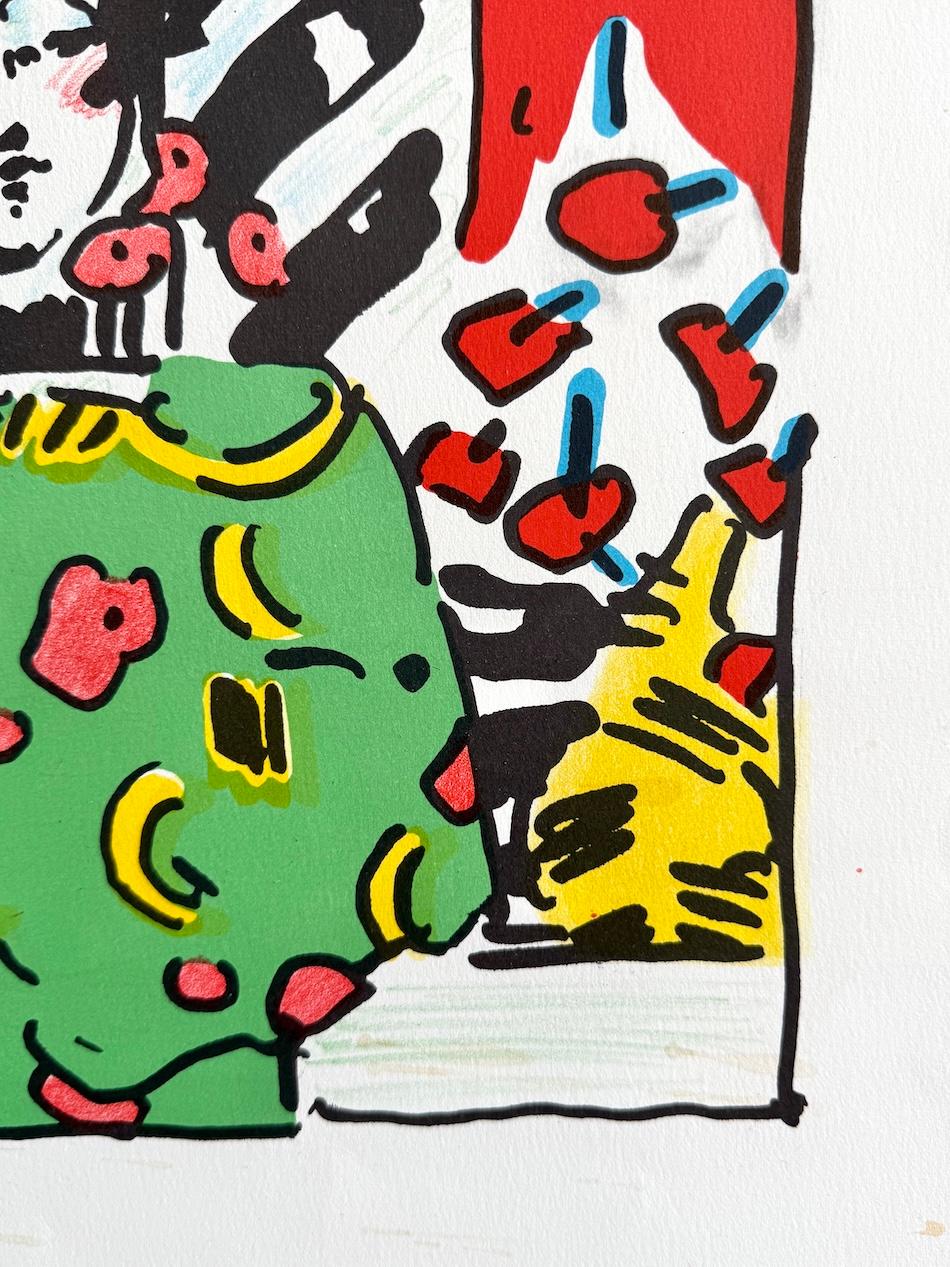 LADY IN GREEN Original Lithographie, Seltener Proof, Sitzende Frau, Pop Art Portrait im Angebot 2