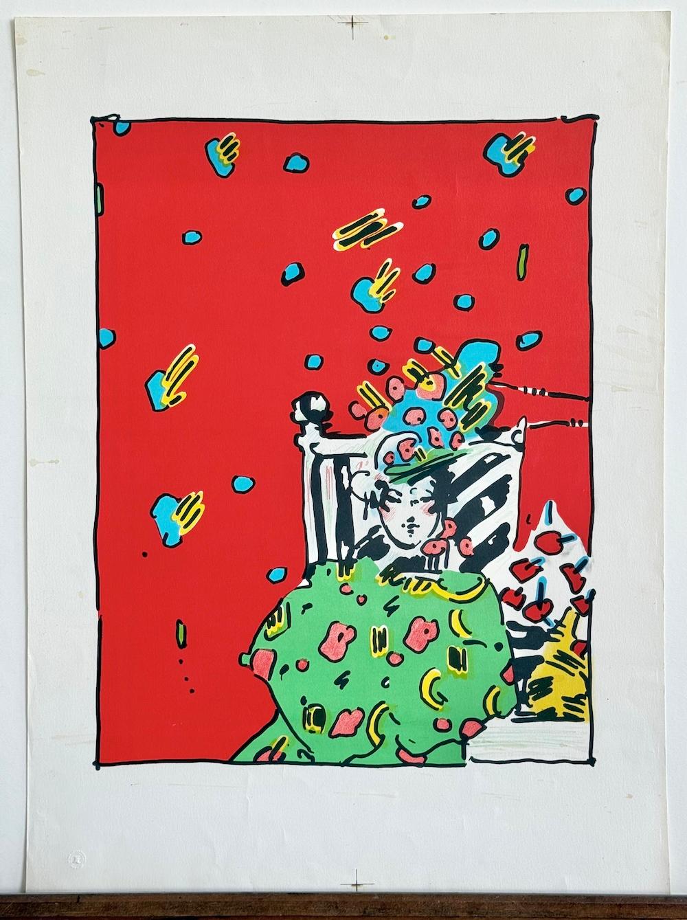 LADY IN GREEN Original Lithographie, Seltener Proof, Sitzende Frau, Pop Art Portrait im Angebot 3