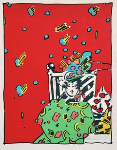 LADY IN GREEN Original Lithograph, Rare Proof, Seated Woman, Pop Art Portrait