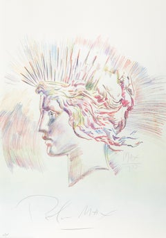 Retro Lady Liberty, Pop Art Lithograph by Peter Max 1983