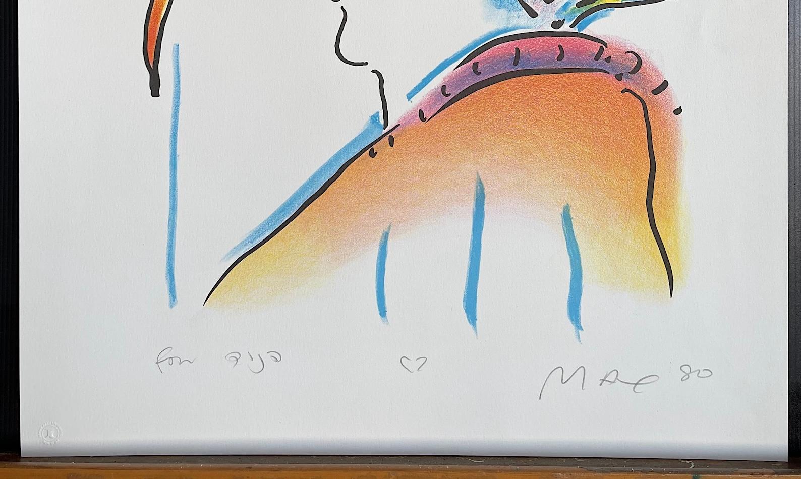 SEÑORA CON PLUMAS Litografía firmada, rostro de mujer de perfil, sombrero de plumas exóticas en venta 2