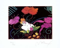 Lady With Floating Flowers:: Ltd Edition:: Lithographie:: Peter Max:: signiert
