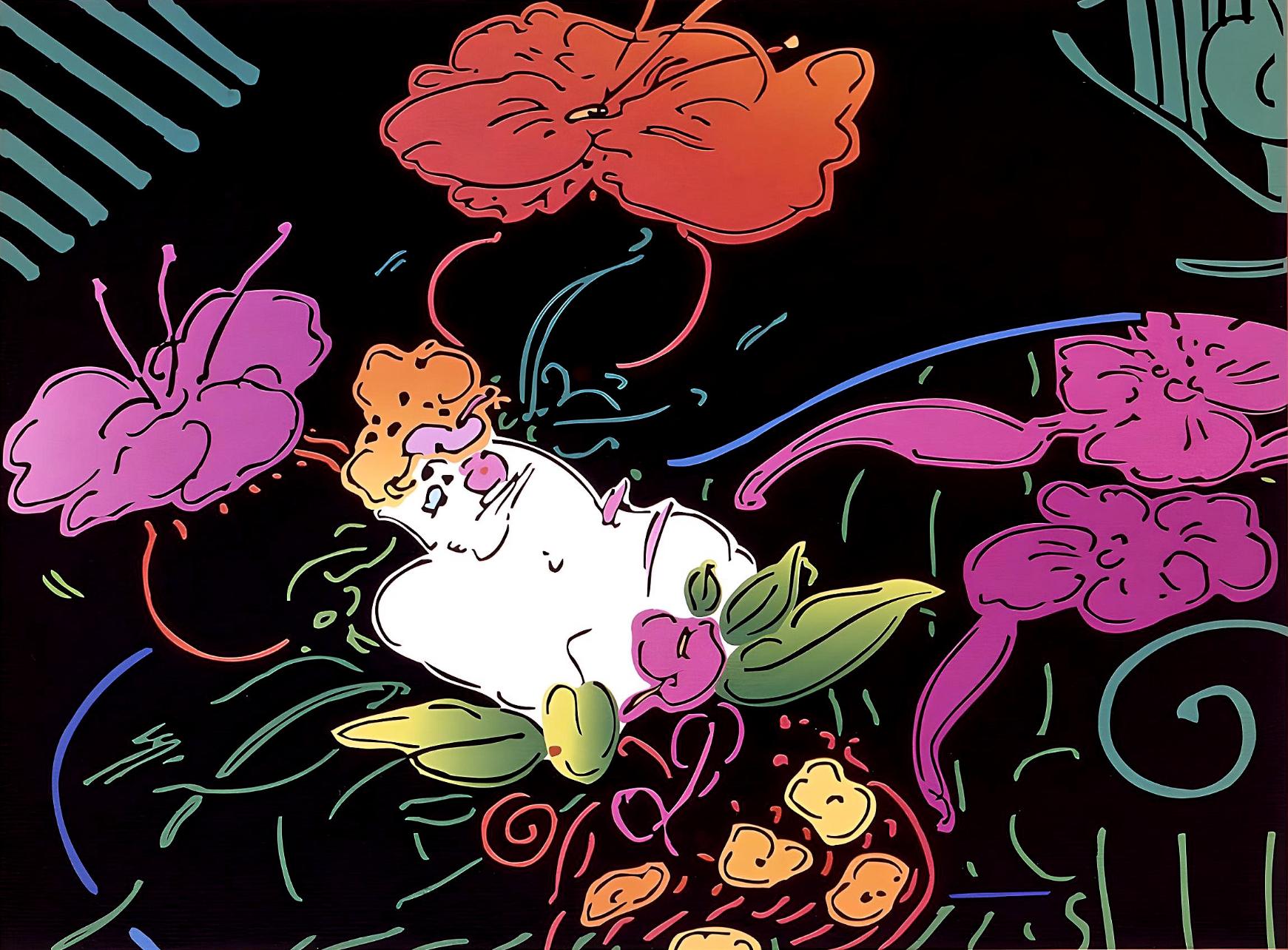 Artista: Peter Max (1937)
Titolo: Signora con fiori galleggianti
Anno: 2001
Edizione: 500/500, più le bozze
Medio: Litografia su carta d'archivio
Dimensioni: 9 x 11 pollici
Condizioni: Eccellente
Iscrizione: Firmata e numerata dall'artista.
Note: