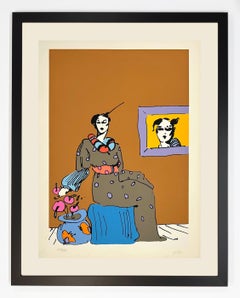 Peter Max Contemporary Screen Print, 1971, Signed, Lady with Portrait