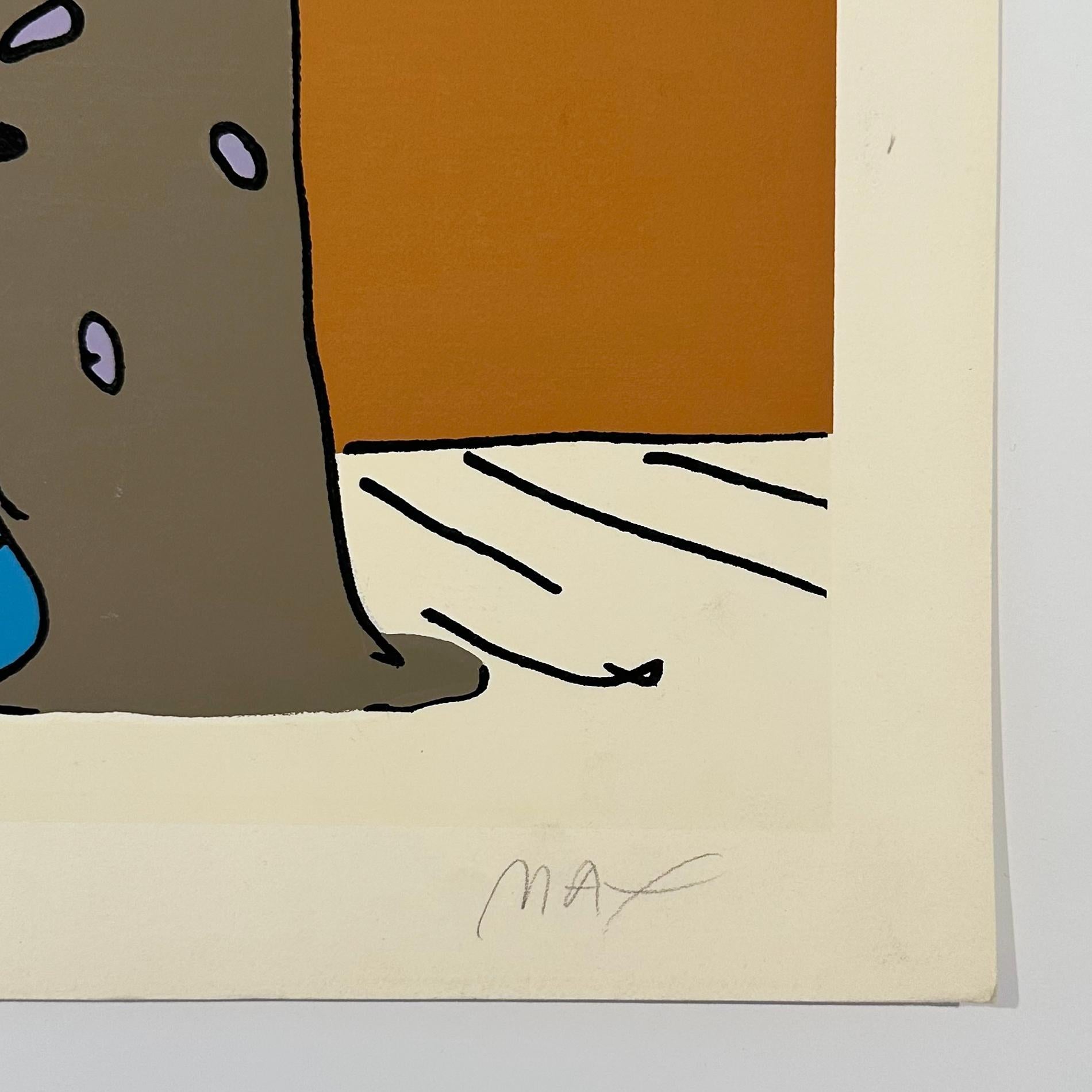 Lady with Portrait - Contemporary Print by Peter Max