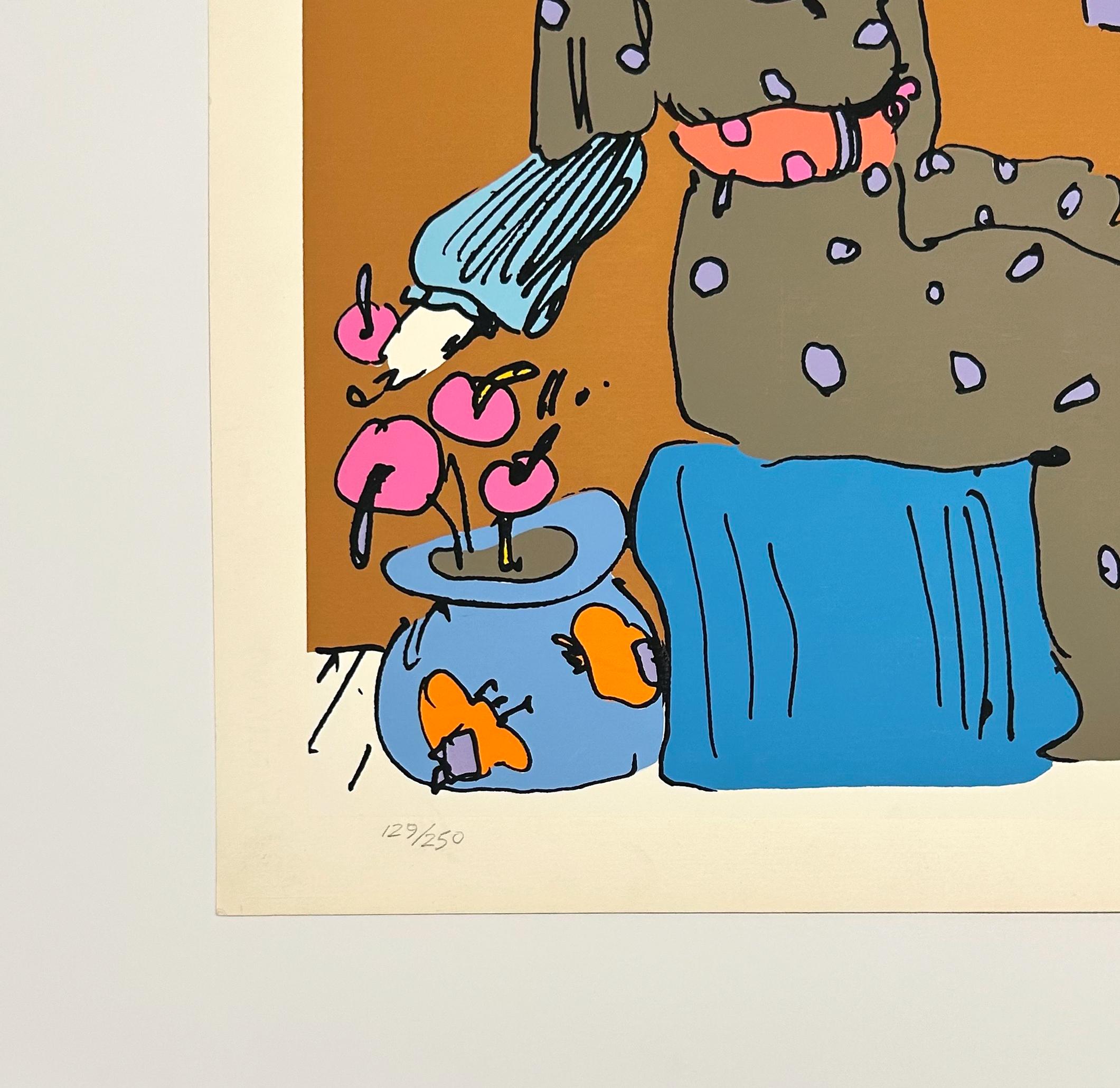 Signora con ritratto - Still-Life Print Marrone di Peter Max