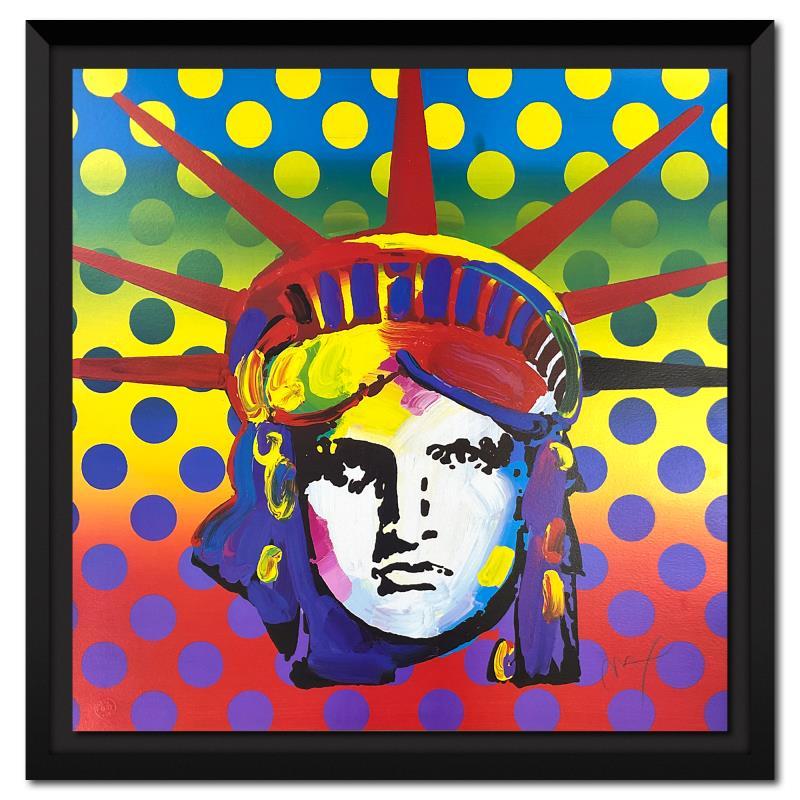 Peter Max Print – Gerahmte Lithographie „Liberty Head“ in limitierter Auflage