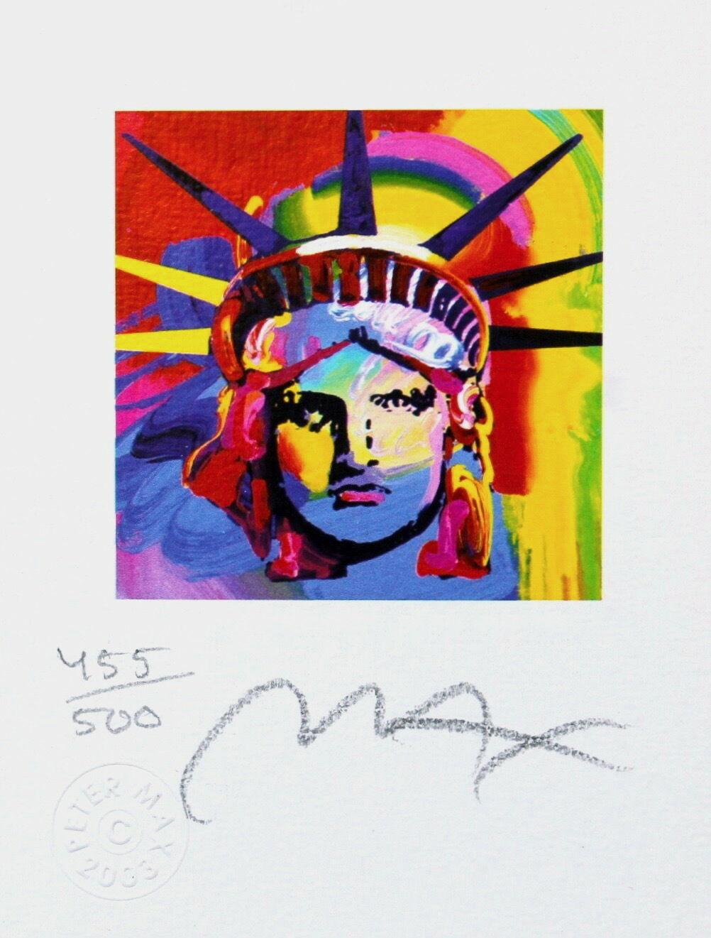 peter max statue of liberty lithograph