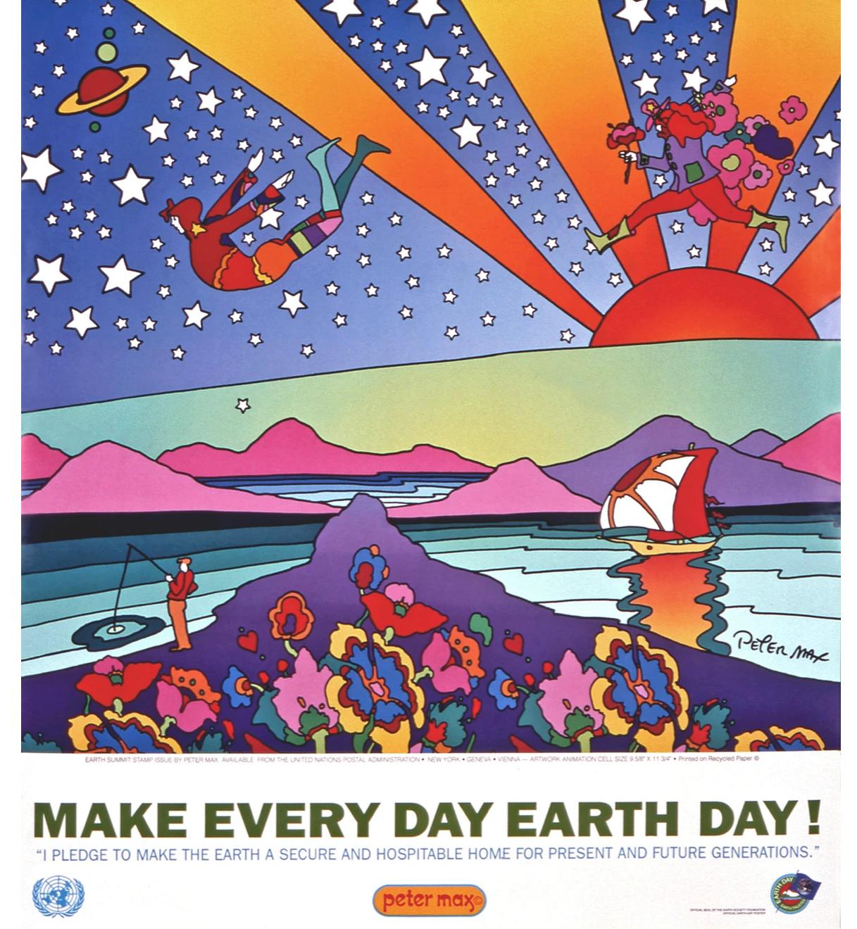 Peter Max Figurative Print - Make Every Day Earth Day!
