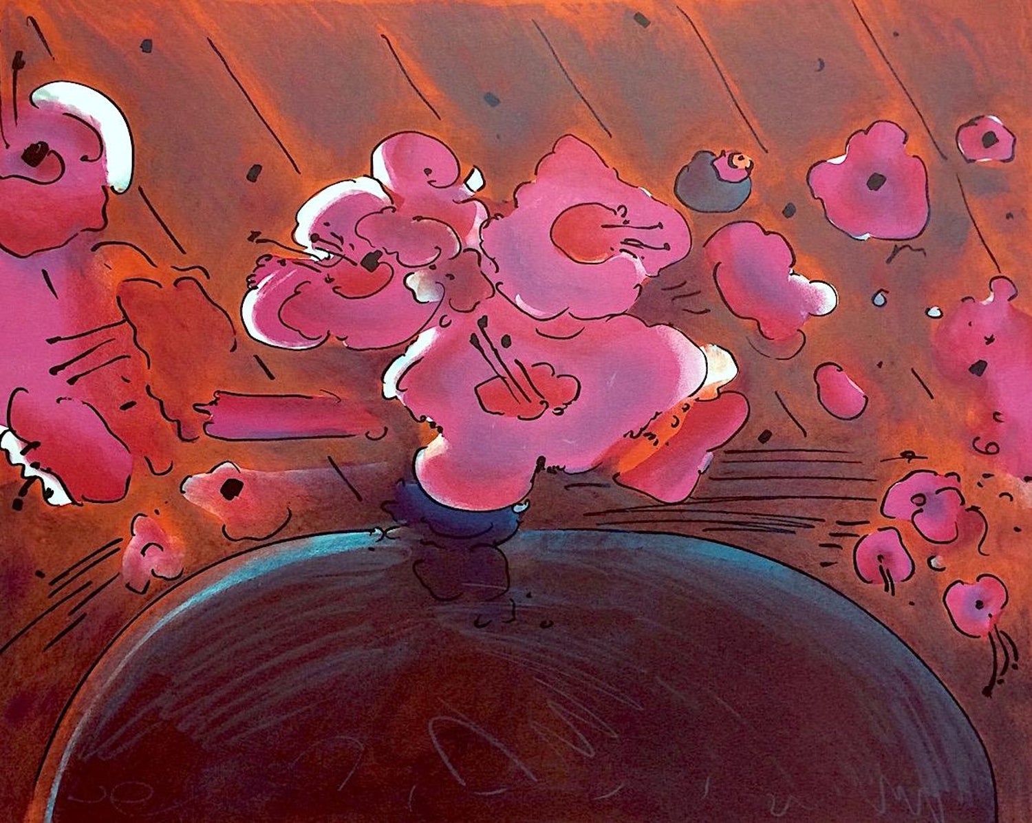 Peter Max Marilyn S Flowers Ii Signed Lithograph Abstract