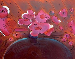 MARILYN'S FLOWERS II, Signed Lithograph, Abstract Floral, Orange, Pink, Brown