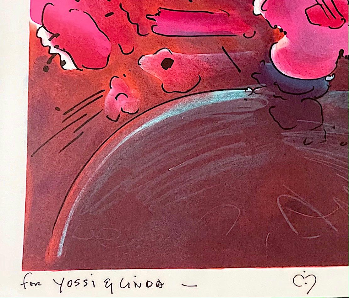 Lithographie signée MARILYN'S FLOWERS II, à fleurs abstraites, orange, rose, marron - Pop Art Print par Peter Max