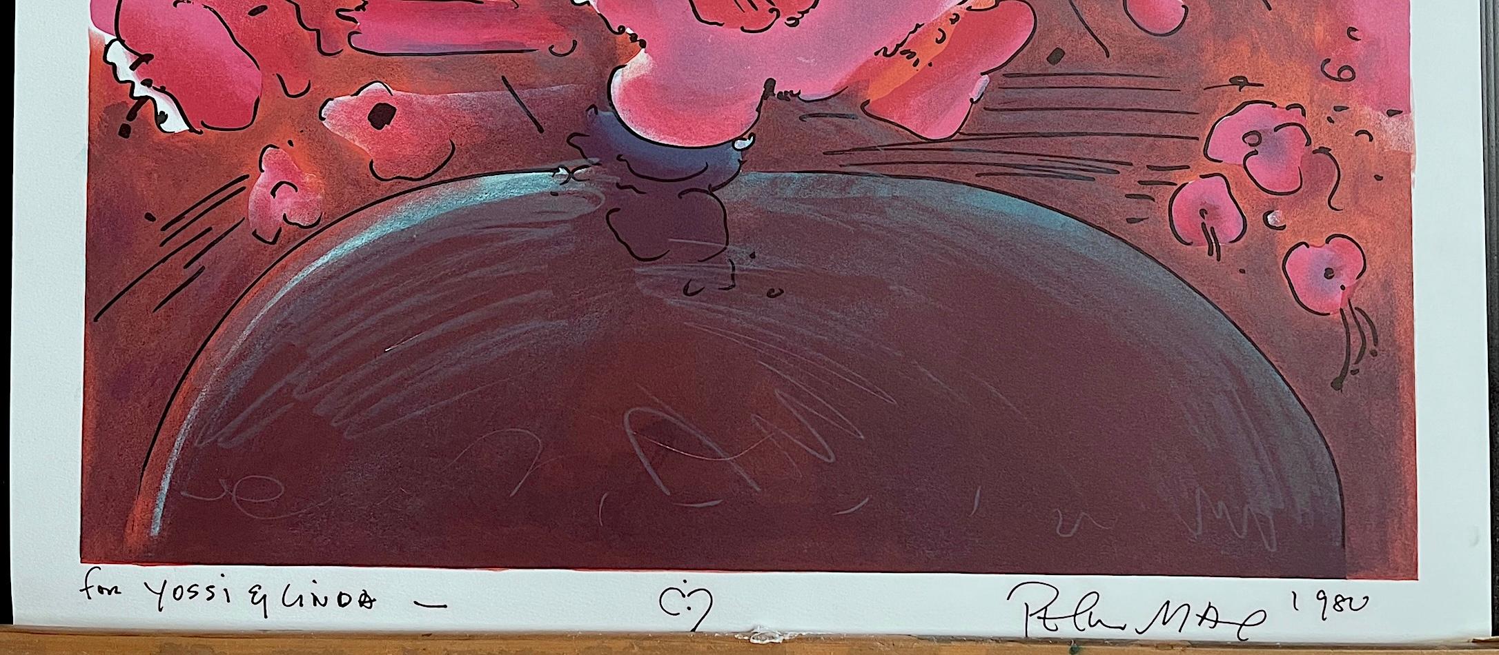 MARILYN'S FLOWERS II, lithographie signée, floral abstrait, orange, rose, Brown en vente 2