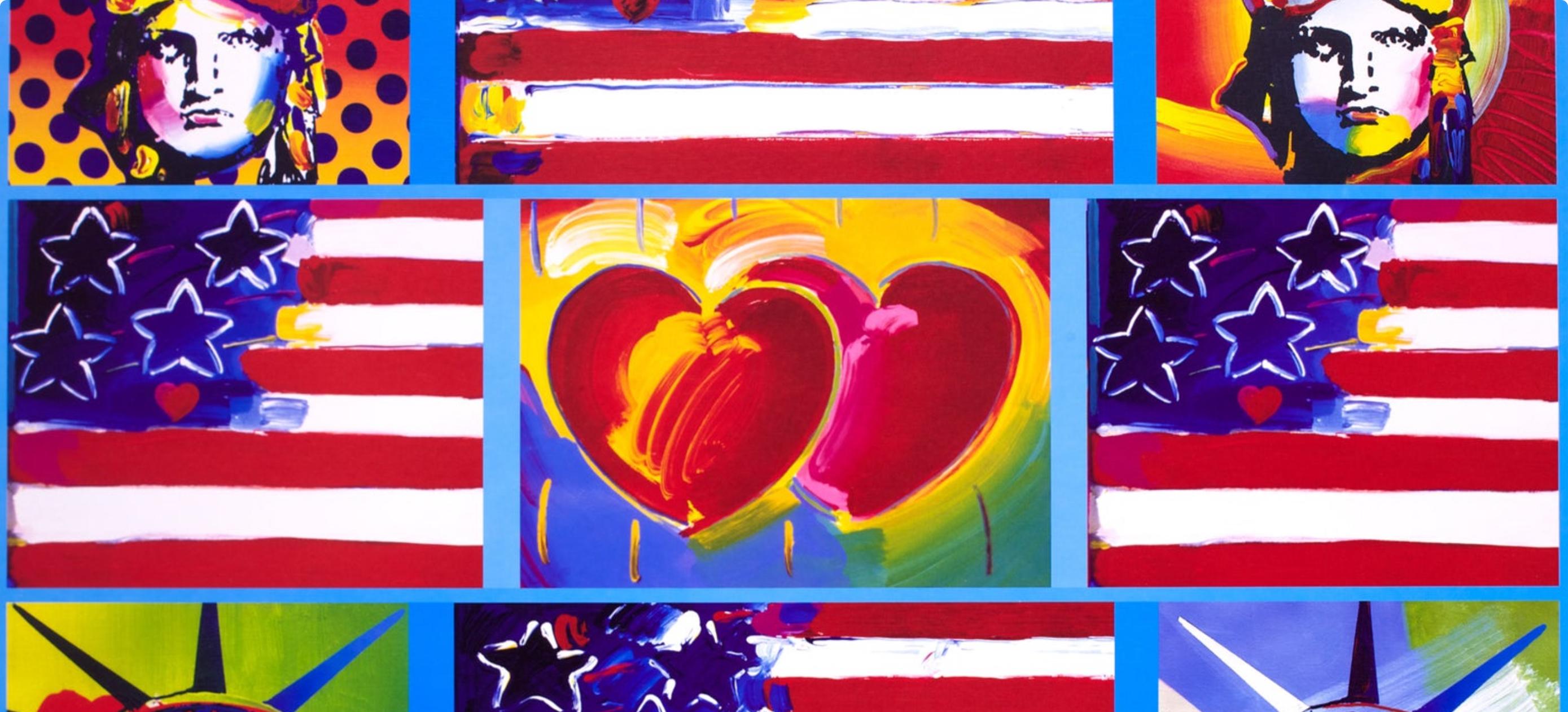 Max, 4 Liberty Heads, signé à la main, édition officielle, Peter Max (d'après) en vente 1