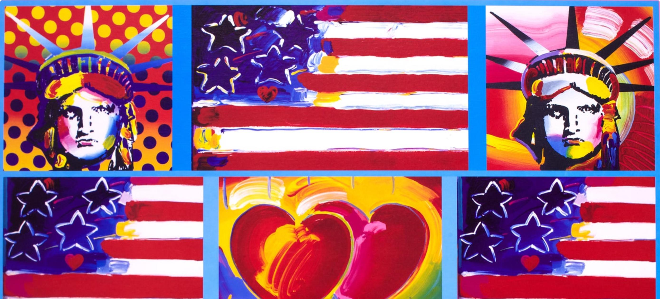 Max, 4 Liberty Heads, signé à la main, édition officielle, Peter Max (d'après) en vente 2