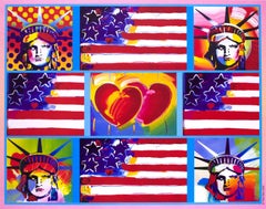 Max, 4 teste di liberty, firmata a mano, edizione ufficiale, Peter Max (dopo)