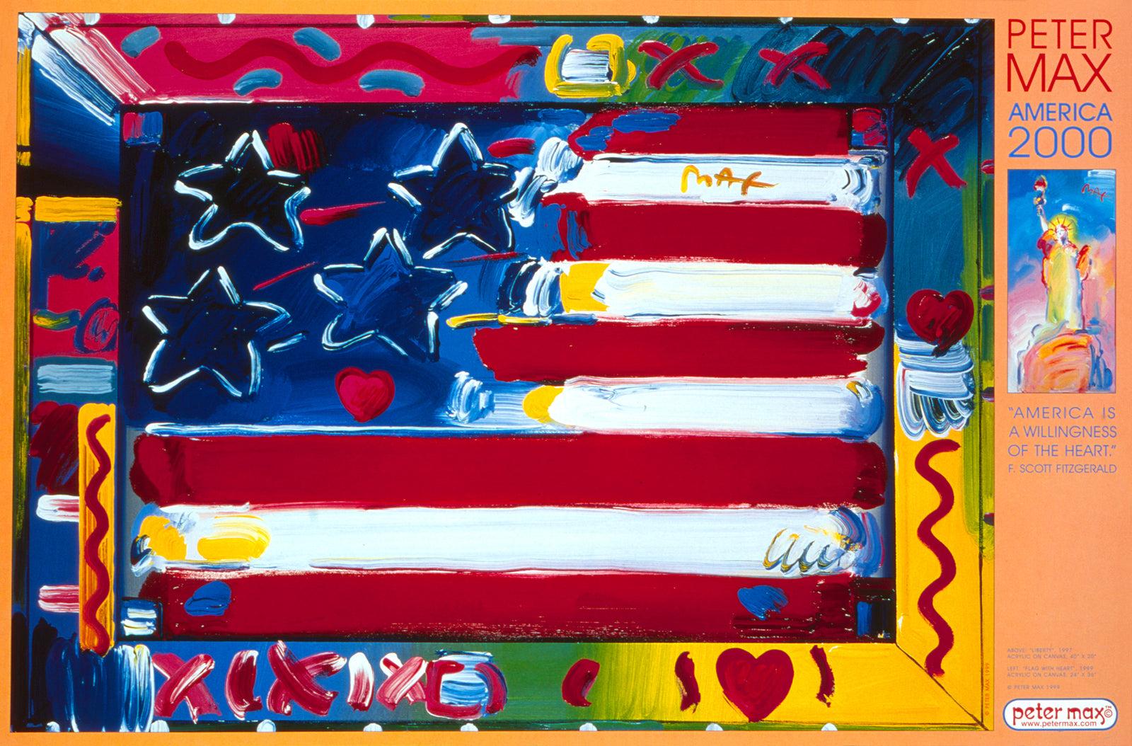 Max, Amerika 2000, handsigniert, offizielle Ausgabe, Peter Max (nach)