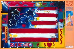 Max, Amerika 2000, handsigniert, offizielle Ausgabe, Peter Max (nach)