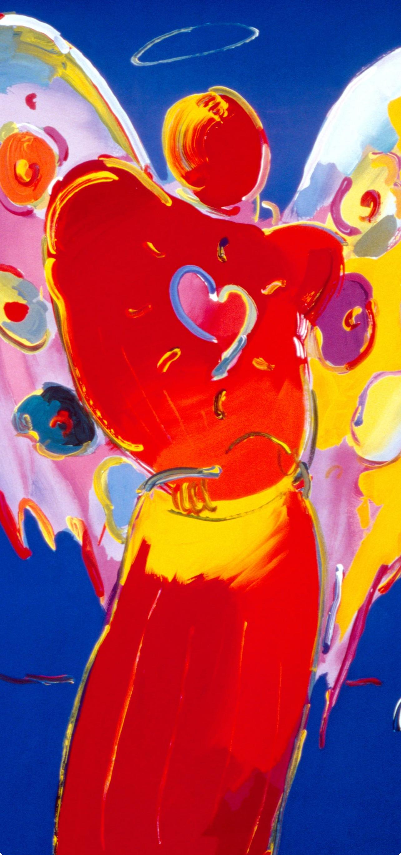 Max, Ange au cœur III, signé à la main, édition officielle, Peter Max (d'après) en vente 1
