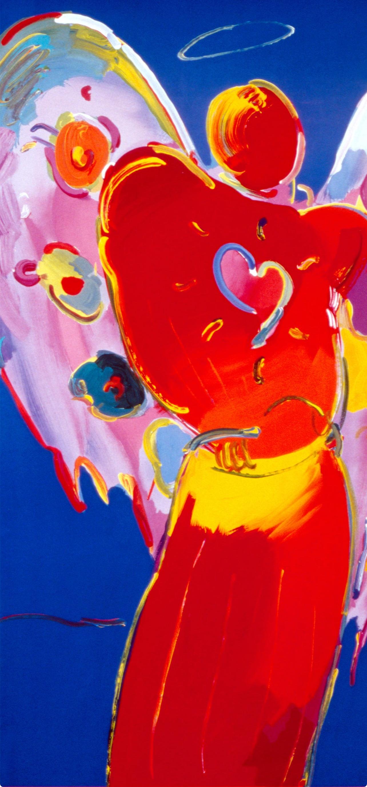 Max, Ange au cœur III, signé à la main, édition officielle, Peter Max (d'après) en vente 2